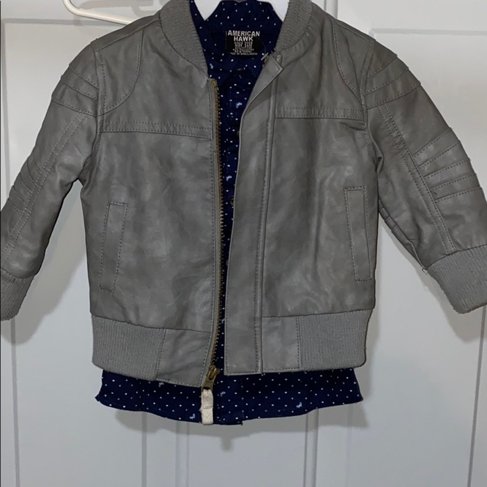 Grey faux leather jacket